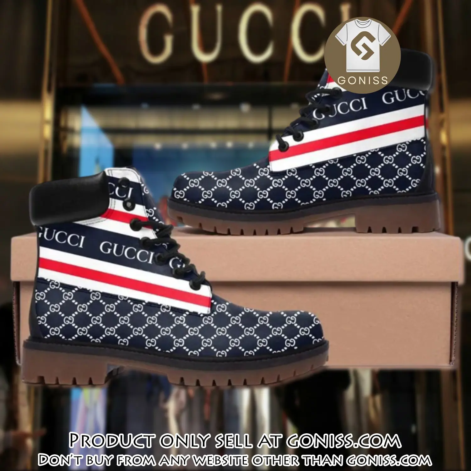 Gucci pattern navy luxury brand boots premium gifts for men women gn5540736
